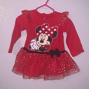 Disney Baby Minnie Mouse ruffle tulle long sleeve dress